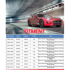 GAIASURGE Rear Automotive Replacement Brake Kit, Drilled Slotted Rotors Kit Compatible with 2002-2023 Nissan Altima, 2007-2019 Sentra, 2011-2017 Juke, 2004-2008 Maxima| Geomet Coated| 291.5mm(11.5in)