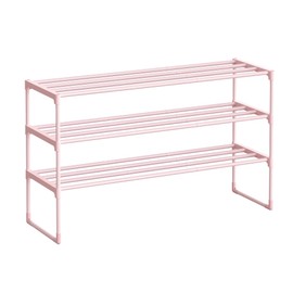 SONGMICS Shoe Rack, 3-Tier Shoe Organizer, Metal Storage Shelf, Upright or Upside Down, for 16-20 Pairs, Stackable, for Entryway, 11.8 x 36.2 x 21.7 Inches, Jelly Pink ULSA303S01