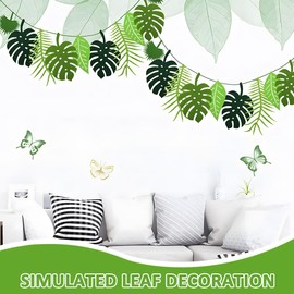 JEYORZY Pack of 2 Jungle Decoration Birthday, Palm Leaves Decoration, Jungle Party Decoration, Leaves Garland, Artificial Tropical Leaves Decoration, Palm Leaves Birthday Decoration for Birthday