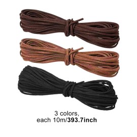 Pack of 3 Leather Cord for Chains - Leather Cord Faux Suede Cord, Leather Cord Leather Bands for Chains, Leather Cord, Leather Cords, Leather Cord 3 mm x 10 m, for DIY Jewellery Crafts Bracelet