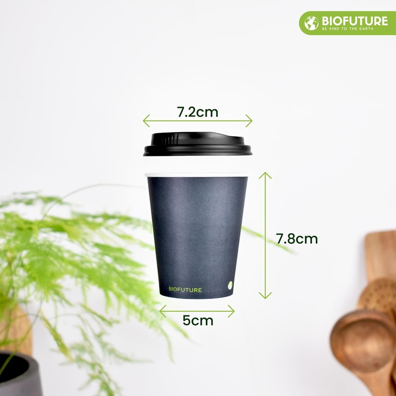 BIOFUTURE Biodegradable Coffee Cups – 50 x 6oz – 16oz