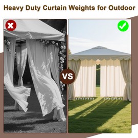 12PCS Heavy Duty Curtain Weights for Outdoor Indoor, Stainless Steel Drapery Clips Keepping Curtain Panel Straight, Keep Shower Curtains from Waving, Weigh Down Sun Curtain Tablecloth Garden Flag