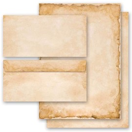 Letter Paper Set 20 Pieces Antique & History, Vintage 10 Sheets Writing Paper + 10 Matching Envelopes DIN Long without Window Paper-Media
