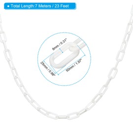 PATIKIL 0.3" Diameter 23Ft Length Plastic Chain Barrier, Safety Link Chain Stanchion for Crowd Control at Driveway Elevator Parking Lot, White