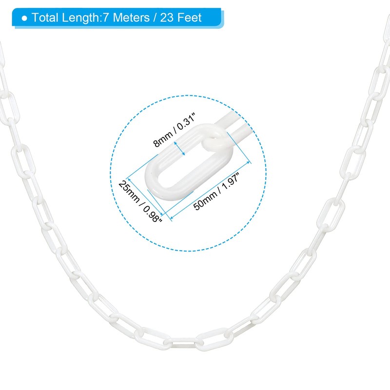PATIKIL 0.3" Diameter 23Ft Length Plastic Chain Barrier, Safety Link