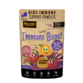 Mavella Kids Immune Support Powder - Immune Boost with Vitamin C A + E, Magnesium & Probiotics for with 9 Superberries - Berry Taste Immunity Gummies Alternative 8.82oz (250g)