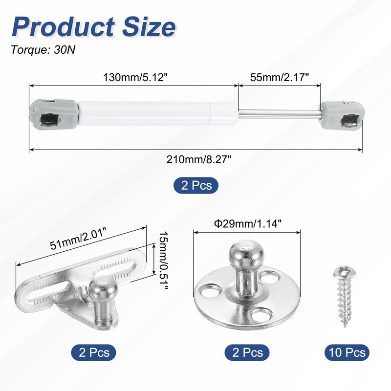 sourcing map 2Pcs Lid Support Hinges, 6 Inch 30N Gas