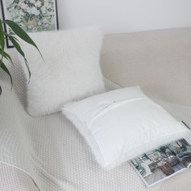 NIULAA Cream Cushion Covers 50cm x 50cm Cushion Cover Faux Fur Set of 2 Fluffy Pillow Covers Soft Plush Luxury Decorative Pillows for Sofa Scatter Pillowcases 20x20 inches