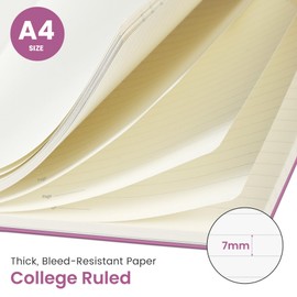 Taja Spiral Lined Notebook, 8.5"x11" Notebooks for Work, Large A4 Journal for Women & Men, College Ruled Journaling Notebook for Writing, Plastic Cover Spiral Journal, Purple