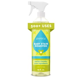Puracy Stain Remover for Baby Clothes and Cloth Diapers, Newborn Baby Essentials Must Haves, Enzyme-Based Laundry Spray, Natural Spot and Odor Cleaner, 16 Oz
