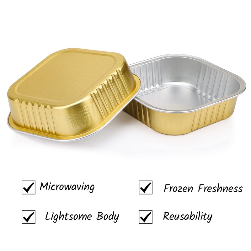 EUSOAR Cupcake Liners with Lids, 8oz 50pcs Gold Aluminum Foil