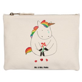 Mr. & Mrs. Panda Schminktasche Einhorn Traurig Grösse XL Große - Geschenk, XXL, Trösten. Freundschaft, Makeup, Blume, Einhorn Deko, Kosmetikbeutel,