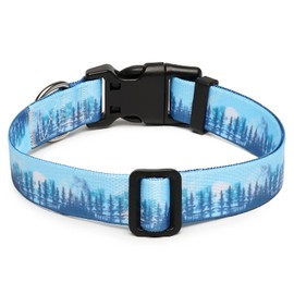 Mercano Adjustable Dog Collar - Special Design Patterns, Soft Nylon Comfortable Durable Pet Collar for Small Medium Large Dogs (M, Forest)