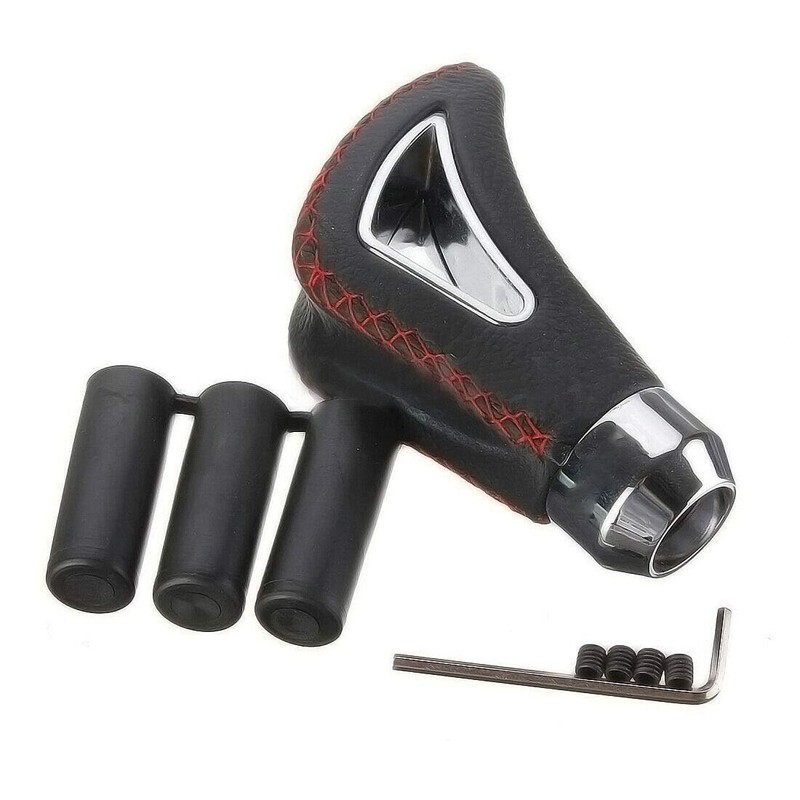 Gear Stick Knob Car Faux Leather Black Red Universal Sport