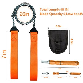 NotiGat Pocket Chainsaw 40" Folding Saw Chain Fast Wood & Tree Cutting Survival Saw Backpacking Rope for Camping Backpacking Hiking Hunting