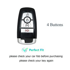 WTSHOPME Key Fob Cover Compatible with Ford Edge Bronco Explorer Expedition Ranger Escape Maverick F150 F250 F350 Smart Key