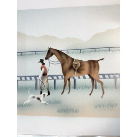 Walking With A Horse And A Dog On The Farm Painting On Canvas 11.5x13.75 8x10