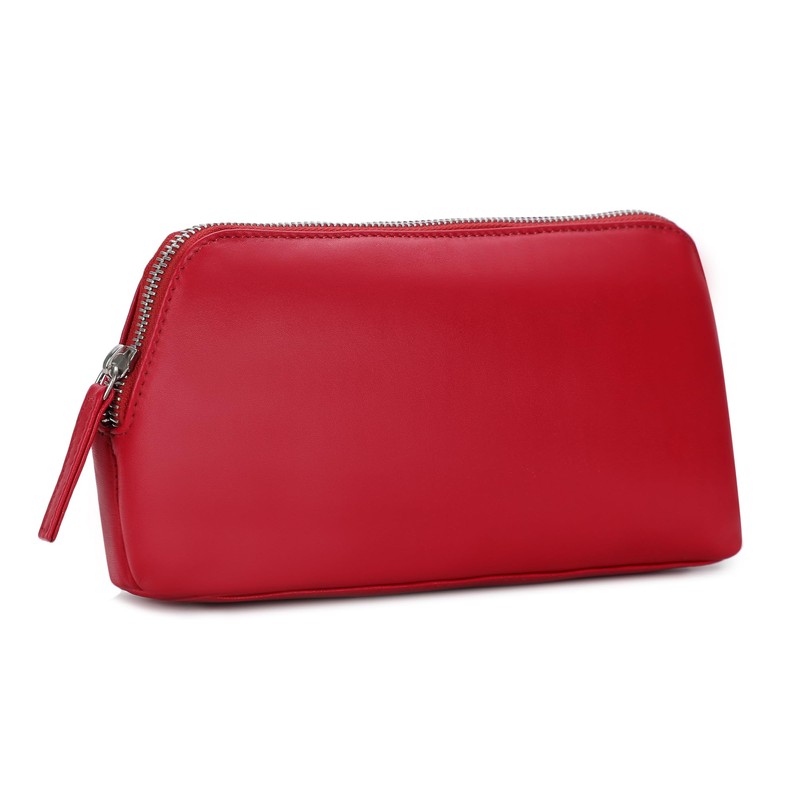 Women's Leather Cosmetic Bag - Medium Travel Makeup Pouch -