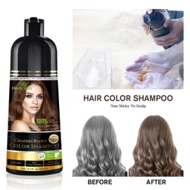 Herbishh Hair Color Shampoo for Gray Hair – Natural Hair Dye Shampoo – Colors Hair in Minutes – Lasts Up To 3-4 Weeks – 500 Ml – 3-In-1 Hair Color – Ammonia-Free | Herbishh (Chestnut Brown)