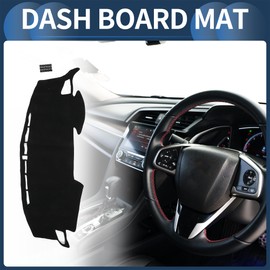 INFINAUTO Dash Cover Interior Sunshield Dashboard Carpet Mat with Sticker for Honda Civic R FK7 8 Series 2017-2024 Polyester Black 1 Set