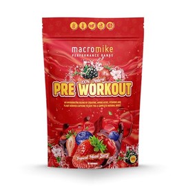 Macro Mike Tropical Mixed Berry Flavour Caffeinated Pre-Workout Protein Powder 300 g