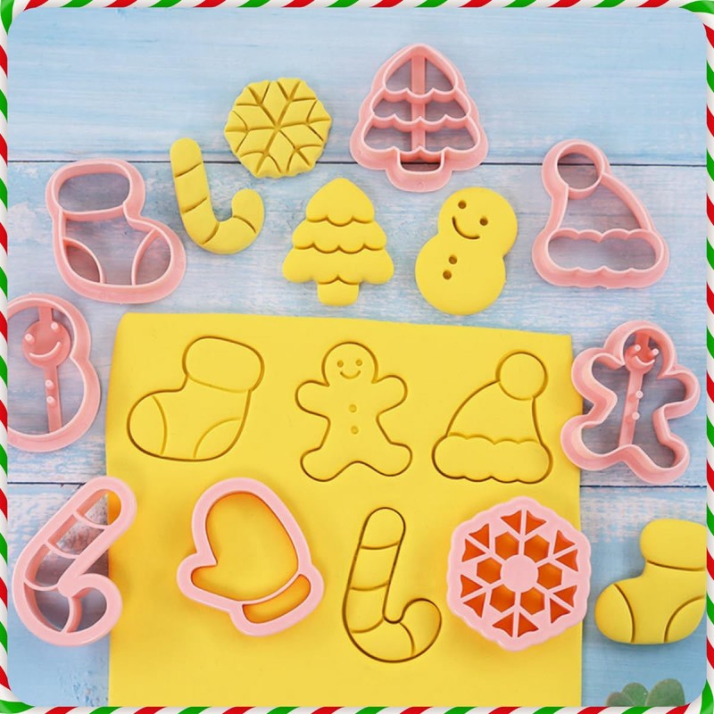 8 Pieces Christmas Cookie Cutters Set Christmas Cookie Cutters Plastic