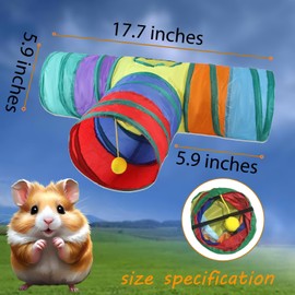 5.9" Guinea Pig Tunnels & Tubes Collapsible 3 Way Activity Tunnel Toys Hideout Hideaway for Guinea Pig Chinchilla Ferret Hamster Rat Hedgehog(Small Animal)
