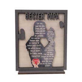 LOOBEAR Geschenke für Papa, Vatertagsgeschenke von Tochter - Holzschilder für Vater und Tochter mit Sockel, Papa Geschenk Geburtstag, Personalisierte Vatertagsgeschenke