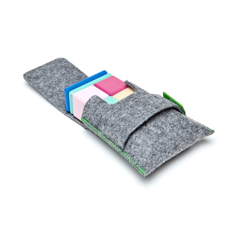 8 Piece Tegu Pocket Pouch Magnetic Wooden Block Set, Blossom