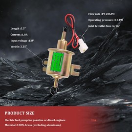 PACLVIO Electric Fuel Pump, Fuel Transfer Pump, 12v Electric Transfer Universal Low Pressure Gas Diesel Fuel Pump 3-6 psi HEP-02A, Low Pressure Fuel Pump Replacement for Motorcycle ATV Trucks Boats
