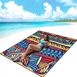 AISPARKY Beach Blanket Waterproof Sandproof, Oversized Large Beach Mat 79" X 83"/120"x108" for 1-8 Adults, Quick Drying&Compact&Lightweight, Picnic Mat Vacation Essentials for Beach Camping Travel