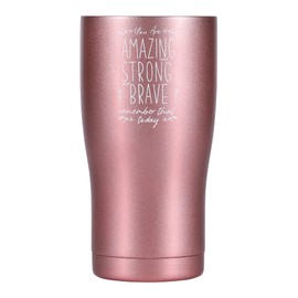 Shamone Inspirational, Amazing Strong and Brave, Tumbler 20oz Insulated Stainless Steel, Lid, Straw, Cleaning Brush, Birthday Gift, Inspirational Gift, Best Friend, Christian Gift (Rose Gold)