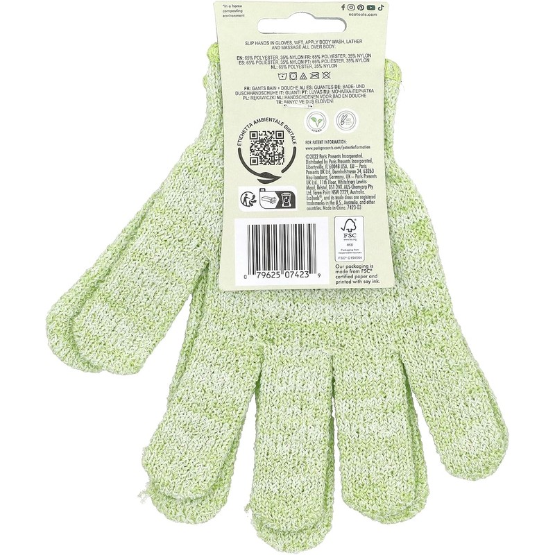 Guantes exfoliantes EcoTools 7423 – Limpieza profunda y piel radiante