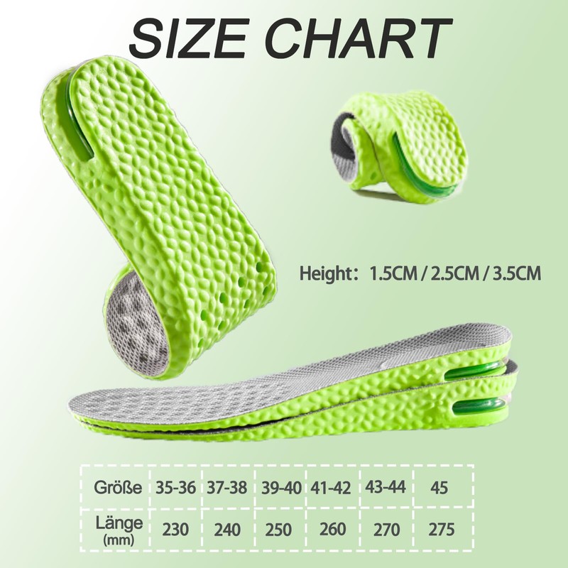 Increased Insole for Men and Women, Height Elastic Soft Breathable