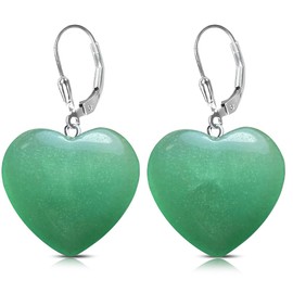HAIXIAN Geometry Dongling Jade Gemstone Love Heart Drop Earrings for Women (A1_Dongling Jade)