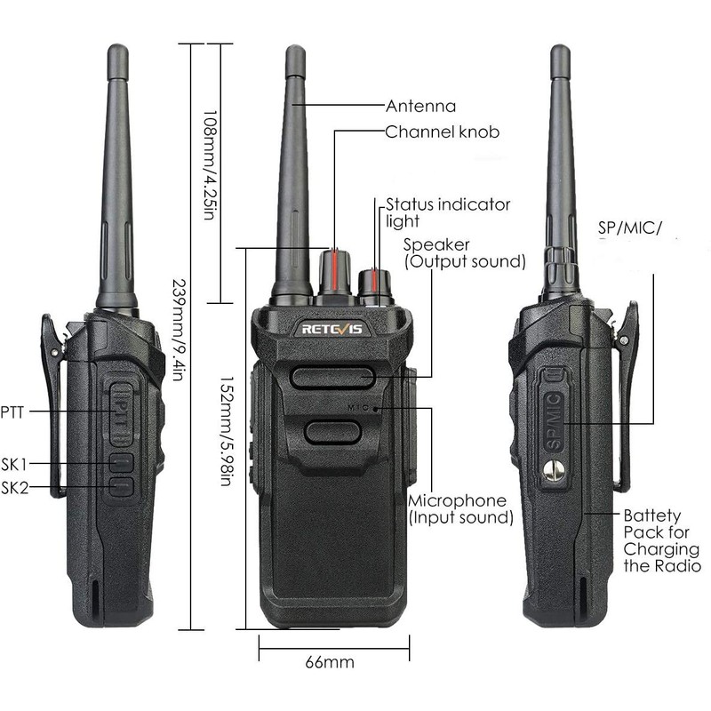 Retevis RT48 Waterproof Walkie Talkies Long Range,Rechargeable Two Way Radio