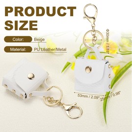 PATIKIL Mini Handbag Keychain for Women, PU Leather Elegant Cute Bag Creative Keyrings for Makeup Key Card Data Cable Organizer Zipper Pouch, White