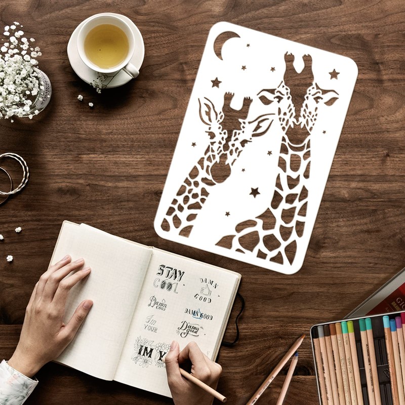 FINGERINSPIRE Giraffe Stencil 11.7x8.3 inch Two Giraffe Drawing Painting Stencils