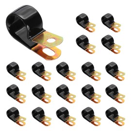 PATIKIL 7/8 Inch Vinyl Coated Cable Clamps, 20 Pack Galvanized Steel Metal Cable Clips Rubber Cushion Insulated Pipe Clamps for Tube Lines Cord Wire Management, Black