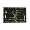 Camo Camouflage Retro Hunting Tactical Army American Flag 4 Piece Set of Placemats Pc Party Kitchen Dining Room Home Table Food Dinnerware Tableware Dishware Dishes Mat Patio Picnic Decorations