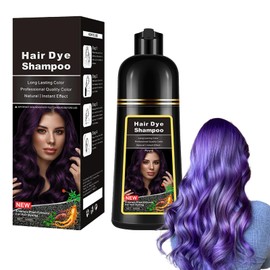 Tkekruh Purple Hair Colour Shampoo 500 ml, Purple, Natural Instant Hair Dye Shampoo 3 in 1, Hair Colour Shampoo for Grey Hair, Hair Dye Dyes Hair within Minutes for Men and Women