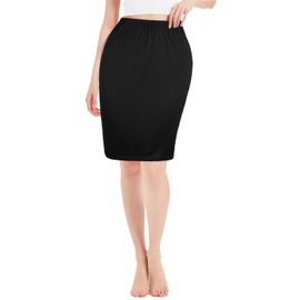 ACWOO Women's Half Slips, Soft Short Underskirt, Elastic Waist Half Slips Skirt Petticoat, Ladies Black Waist Slips for Skirts Underdress