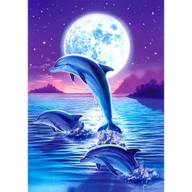5d Diamond Art Animal Dolphin 5D Diamond Painting Mosaic Art Diamond Painting Kit Bead Painting All Over Type Bead Art Mosaic Beads Art Decorative DIY Craft Kit