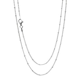 Treasure Bay Women's Silver Necklace - 925 Sterling Silver Chain necklace, Layers/Layered/Layering/Stac/Stacking Necklace Curb Chain Silver Ball Chain Necklace Length - 16In