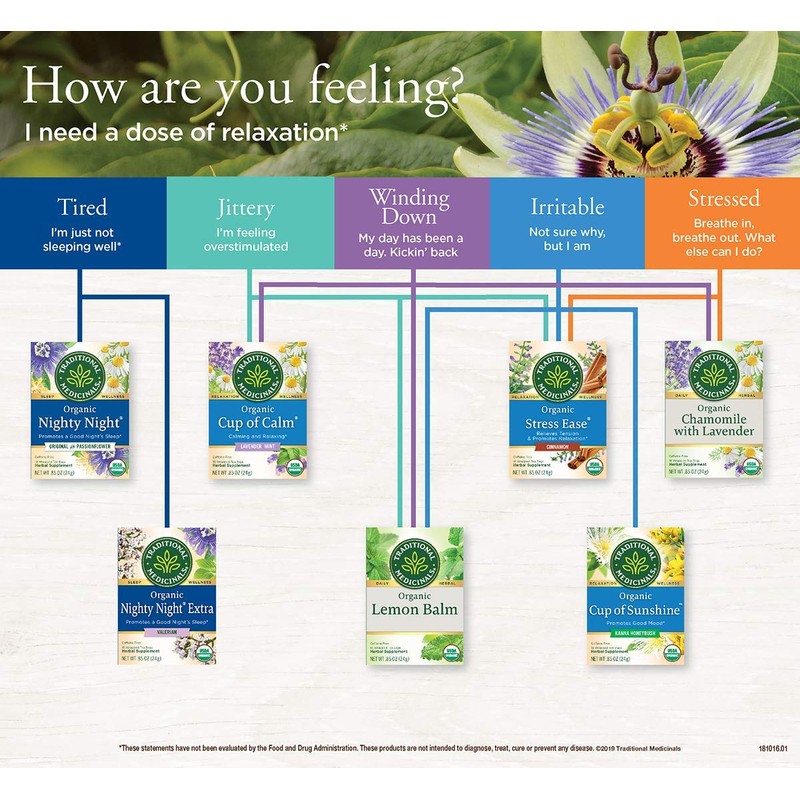 Traditional Medicinals Organic Chamomile & Lavender Herbal Tea, Settles Nervous