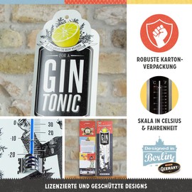 Nostalgic-Art Retro Thermometer 7 x 28 cm Gin Tonic Weather - Gift Idea as Bar Accessory Metal Vintage Design