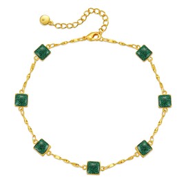 Emerald Bracelet for Women 18 Gold Plated Dainty Gold Emerald Green Bracelet for Women Teen Girls