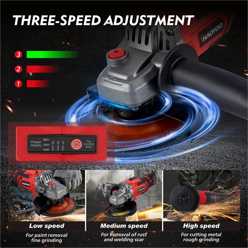 HAOYOO Cordless Angle Grinder 4-1/2 inch, Compatible with makata 18V