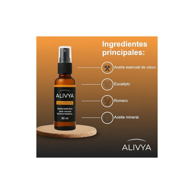 Alivya Calorzen – Aceite para Masaje Corporal, Con Sensación de