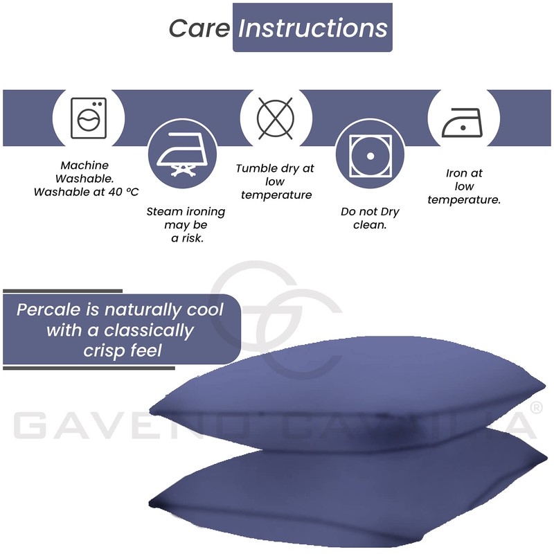 Gaveno Cavailia Luxury Non-Iron PERCALE Housewife Pillow Cases, Navy, Pillow